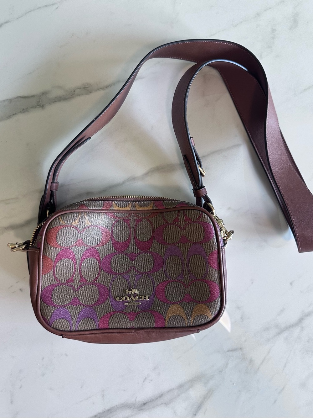 Coach Jes in Signature Canvas with Rainbow Motif Crossbody Bag